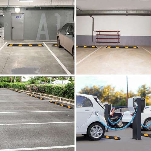Heavy Duty Rubber Parking Curb1 with 8 Reflective Strips