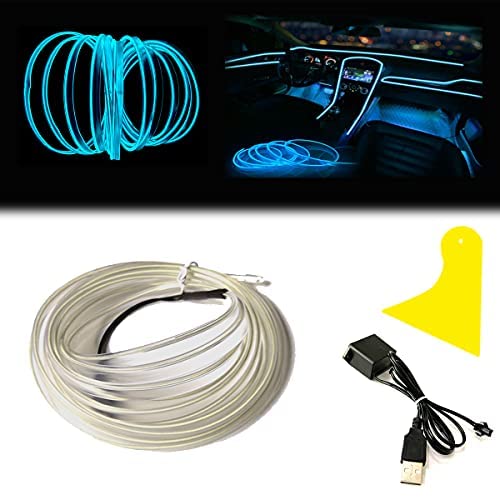 El Wire Ice Blue Interior Car LED Strip Lights (Ice Blue / 10 M)