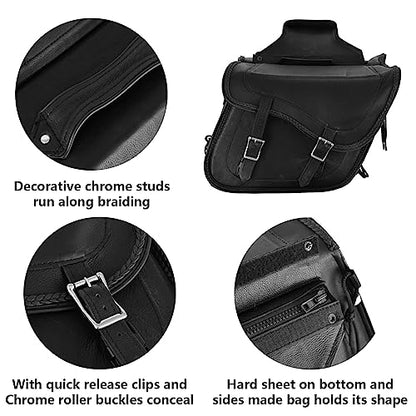 Motorcycle Saddle Bags Leather Motorcycle Luggage Bag with Gun Holsters For Softails Sportsters and Choppers Tool Bags (Style2 - PVC / 14" x 8" x 11")