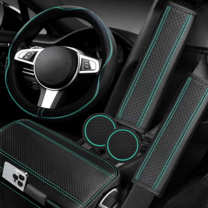 6 PCS Car Steering Wheel Cover Set (Steering Wheel Cover Set / Mint Line)
