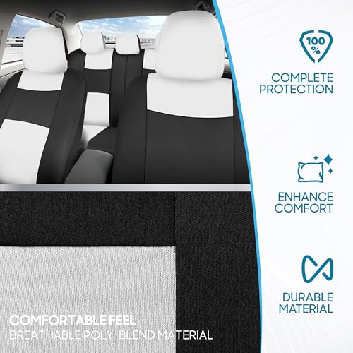 PolyPro Car Seat Covers Full Set in White on Black (White)