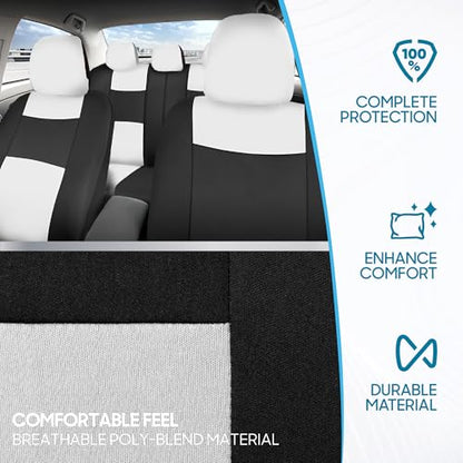 PolyPro Car Seat Covers Full Set in White on Black (White)