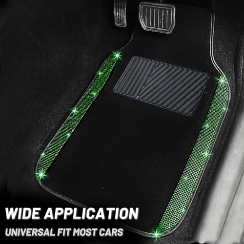 Bling Car Floor Mats Full Set (Green Diamond / Car Floor Mats (4 Pieces))