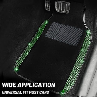 Bling Car Floor Mats Full Set (Green Diamond / Car Floor Mats (4 Pieces))