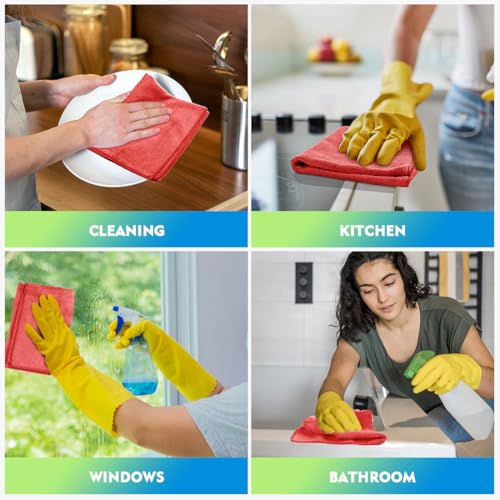 Red Microfiber Cleaning Cloth 12 Pack (Red / 12.5 x 12.5 Inch)