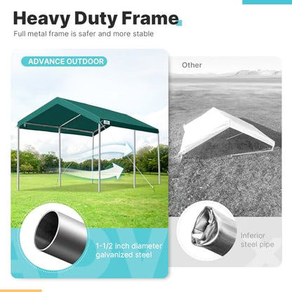 Adjustable 10x15 ft Heavy Duty Carport Car Canopy Garage Boat Shelter Party Tent (Green / 10'x15')