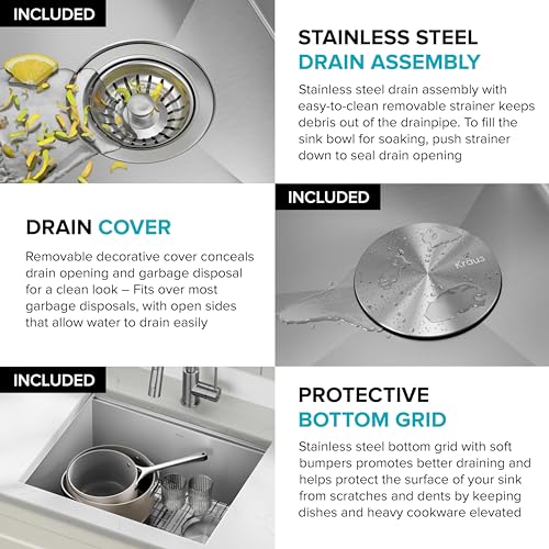 Stainless Steel 23 in Undermount Kitchen Sink KWU111 (Stainless Steel / 23 inch / Sink)