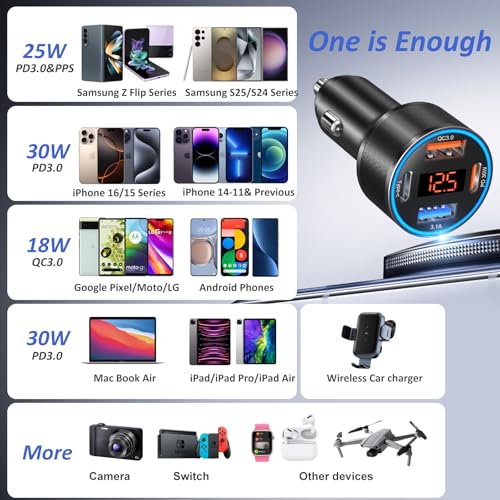 3 Pack USB C Car Charger (3-Pack / Black)
