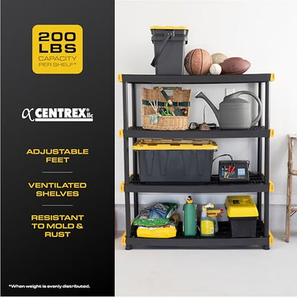 4 Tier Heavy Duty Plastic Storage Shelves for Garage Organization (4-Tier)