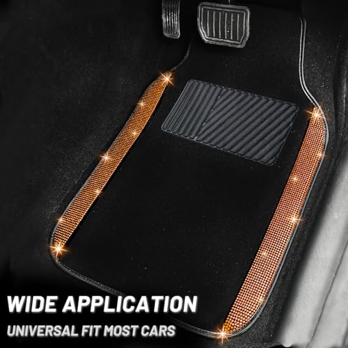 Bling Car Floor Mats Full Set (Orange Diamond / Car Floor Mats (4 Pieces))