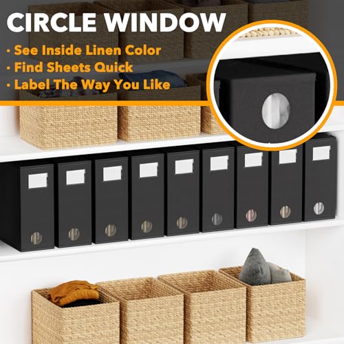 9 Pack Bed Sheet Organizers and Storage (9 pcs / Black)