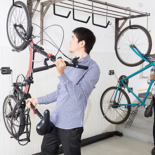 12 Pack Heavy Duty Rafter Hooks for Hanging Vinyl Coated Large S Hooks for Hanging Ladder Bike Hangers Garage Storage Organizer Black (Black 6mm)
