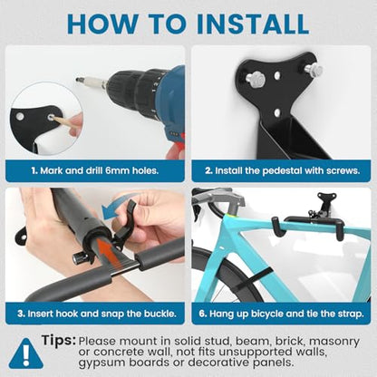 Bike Wall Mount (2 pack / Double hook quick release)