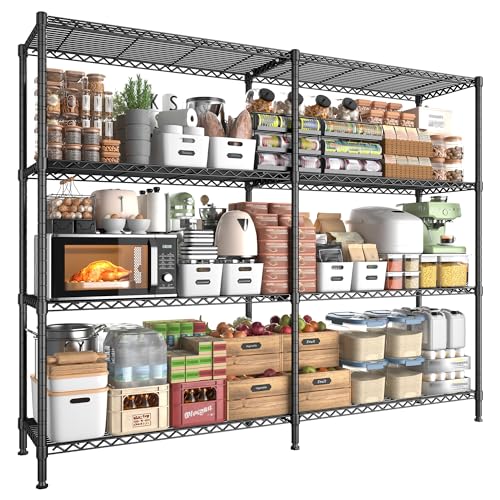 5 Tier Heavy Duty Metal Shelving (Black-15.8" Dx61.7" Wx72.4" H-5 Tier)