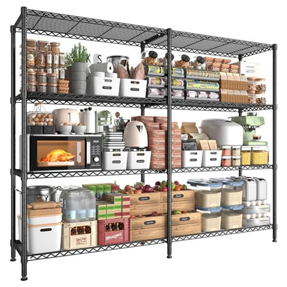 5 Tier Heavy Duty Metal Shelving (Black-15.8" Dx61.7" Wx72.4" H-5 Tier)