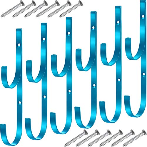 6 Pieces Pool Pole Hook Hanger Swimming Brackets Pool Hook (Blue)