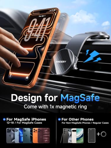 Car Phone Holder for MagSafe [360° Adjustable Memory Alloy Arm (Carbon Fiber)