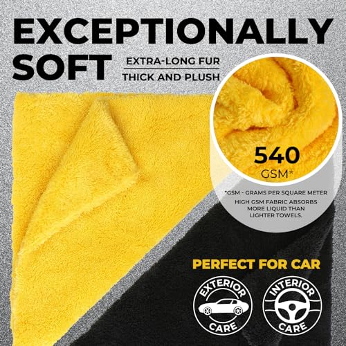 Edgeless Microfiber Car Towels (Black and Yellow)