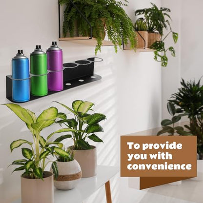 2 Pcs 6 Holes All Purpose Steel Spray Bottle Holder Heavy Duty Can Holder Rack Organizer Easy Install Wall Mount Paint Spray Bottle Organizer Storage Rack for Garage Home Workspace (Black / 6 Holes)