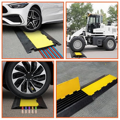 2 Pack 5 Channel Cable Protector Ramp Traffic Wire and Hose Ramp Cord Cover Heavy Duty Channels 18 (5 Channel 2 Pack)