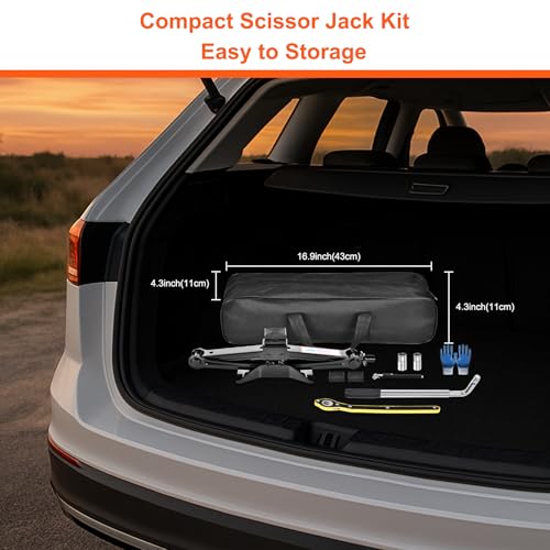2.5T Scissor Jack Car Tire Changing Emergency Kit (2.5Ton / Black)