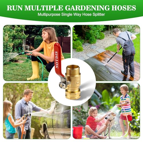 Brass Garden Hose Shut Off Valve with Full (1 way hose splitter)