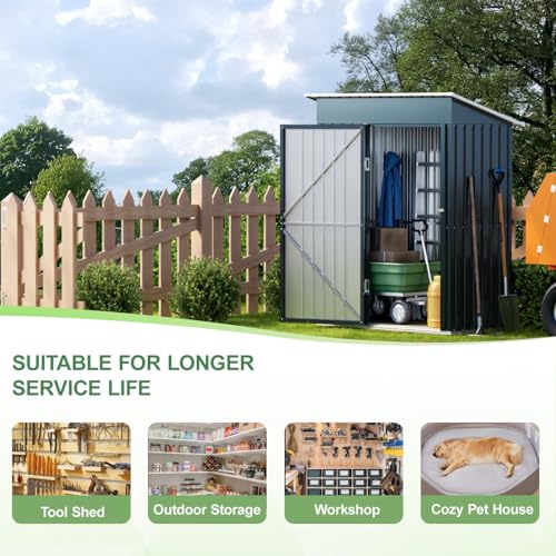 Vertical Outdoor Steel Storage Shed with Floor Frame (5X3FT/Base / NightBlue)