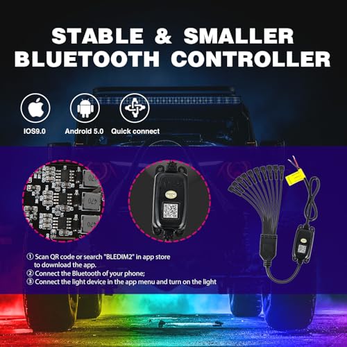 RGB LED Rock Lights Kit 10 Pods Underglow Multicolor Neon Pod (10 Pods / RGB 3LED)