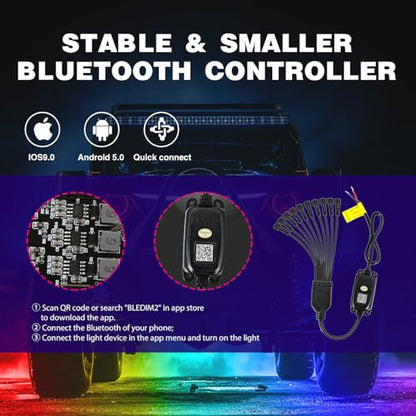 RGB LED Rock Lights Kit 10 Pods Underglow Multicolor Neon Pod (10 Pods / RGB 3LED)