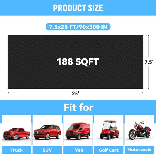 7.5x25 FT Garage Floor Mat (7.5x25 FT / Black)