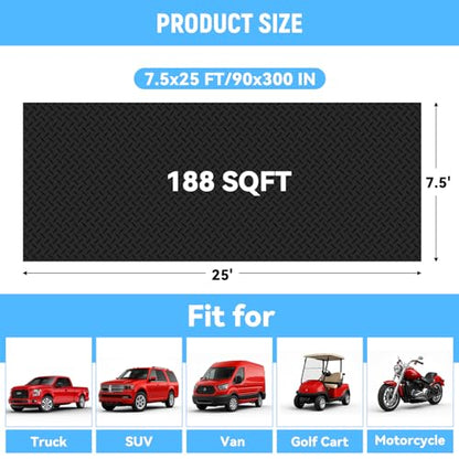 7.5x25 FT Garage Floor Mat (7.5x25 FT / Black)