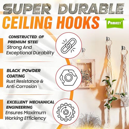2Pcs 200LB Rotatable Ceiling Hook Wall Mount Metal Hanger for Hanging Plant (2PCS)