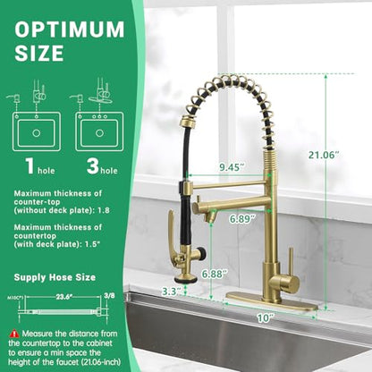 Commercial Kitchen Sink Faucet with Pull Down Sprayer Brushed Gold (Gold Brushed)