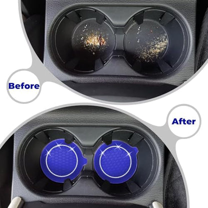 2 PCS Car Cup Coasters (Blue*2pcs / With Diamonds)