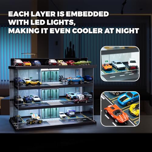 Display Case for Hot Wheels & Matchbox Cars with LED Light (4 Floor)