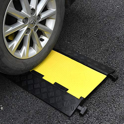 1 Pack Rubber Cable Ramp Hose Cable Protector Ramp 5 Channel 22000Lbs Load Capacity Traffic Speed Bump Wires Power Lines Extension Cord Cover for Indoor Outdoor (22000Lbs-5Channel-1Pack)