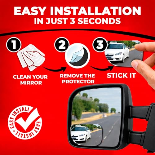 XLarge Blind Spot Mirror for Trucks 3.6"X2.5" (Rounded Rectangle / Pack of 2)
