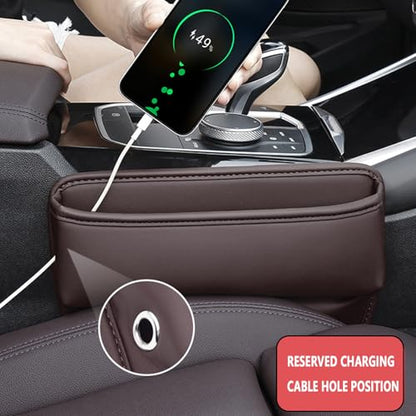 Car Seat Gap Filler 2 Pack Car Gap Filler Seat Organizer Front Seat Leather Car Accessories (Brown，1 Pack)