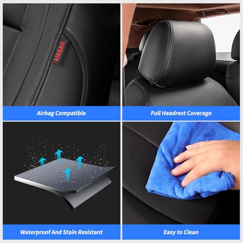 CRV Car Seat Covers Custom Fit for Honda 2012 (Leatherette(Black/Gray) / 2012-2014 CRV EX,EX-L,LX)