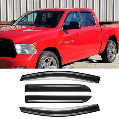 4pcs Window Visors for 2019 (RAM 1500 19-24 Crew Cab(Dark Smoke))