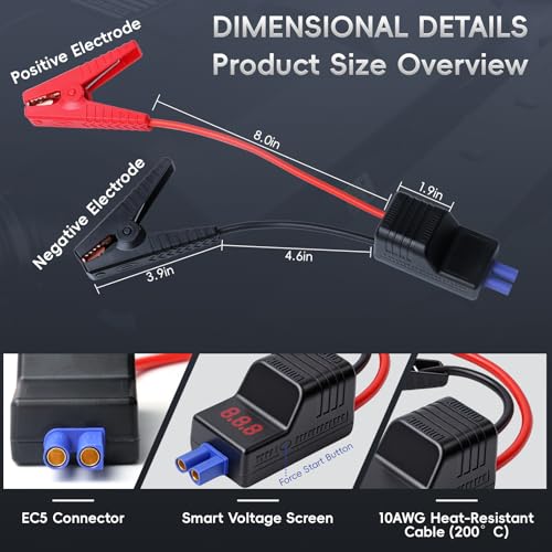 10AWG EC5 Smart Jump Starter Clamps (EC5-10A-LCD Screen)