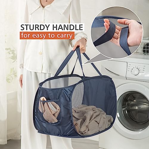 Sturdy Mesh Laundry Hamper Basket Bag (Pink / Pop Horizontal)