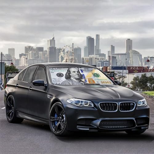 100 Dollar Bill UAS Money Car Windshield Sun Shade Umbrella Automotive Windshield Sunshade Foldable Front Car Accessories Interior Decor to Keep Vehicle Cool for Most Vehicles 57'' X 30'' (57'' X 30'' / style-AB1)