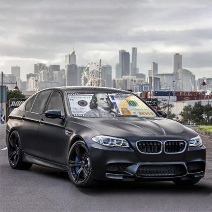 100 Dollar Bill UAS Money Car Windshield Sun Shade Umbrella Automotive Windshield Sunshade Foldable Front Car Accessories Interior Decor to Keep Vehicle Cool for Most Vehicles 57'' X 30'' (57'' X 30'' / style-AB1)