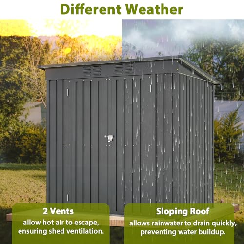 Outdoor Storage Shed (6x4 Ft-without window / Black)