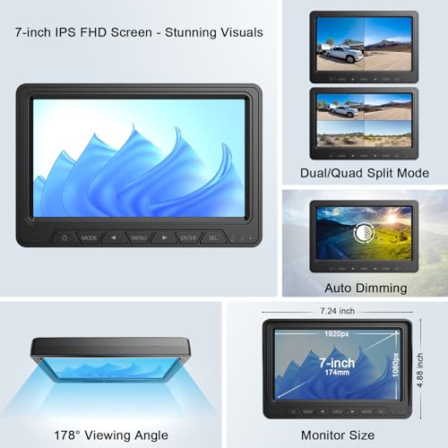 HD 1080P 7" Wireless 3 Backup Camera System for Furrion Pre (7" 3-Cam)