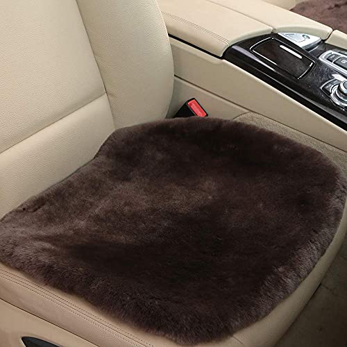 Genuine Sheepskin Car Seat Cover for Fuzzy Soft Fur Wool Cushion (Teak)