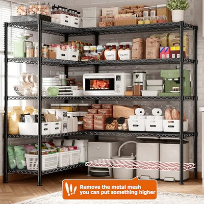 5 Tier Heavy Duty Storage Shelving Unit (Black-15.8"Dx69.8"Wx72.4"H-5 Tier)