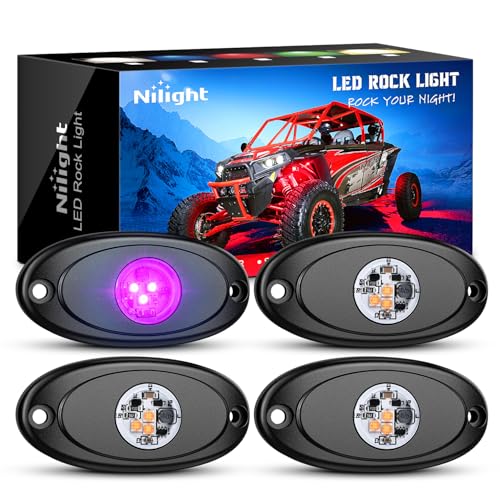 4 PCS Pink Purple LED Rock Lights Underglow Wheel Well Fender Pods (Purple / 4Pcs Pods)