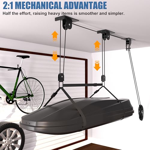 Cargo Box Pulley System for Garage Storage (Three Bracket)